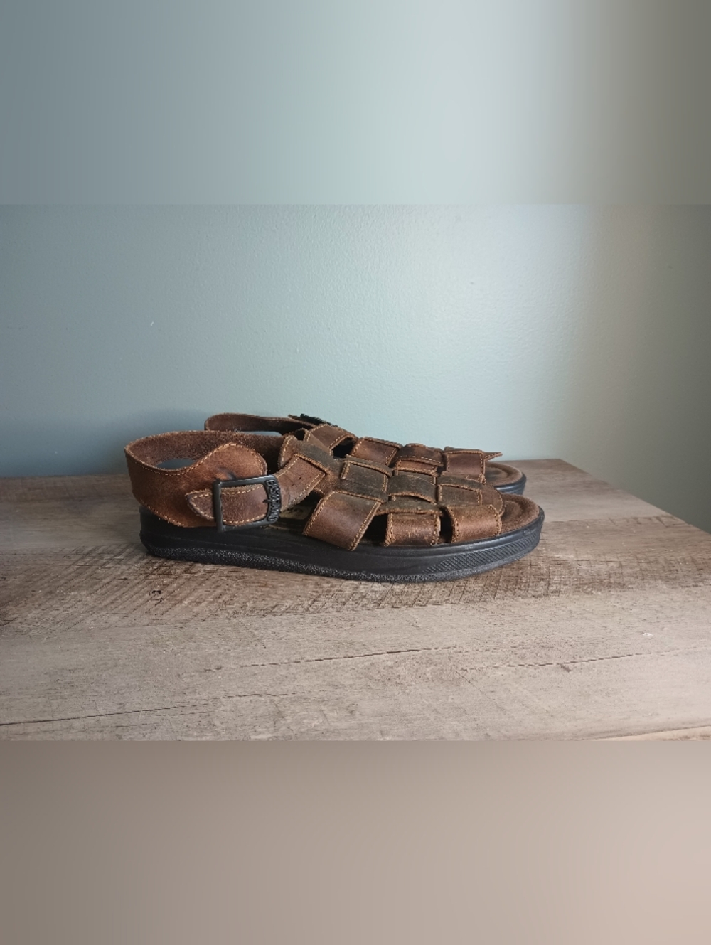 Vtg Eastland Mens Chunky Fisherman Sandals Mens 10.5 Brown Dad Grunge 90s Y2K
